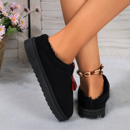 Winter Plush Home Slippers Fashion Round Toe Flat Suede Garden Shoes Indoor Warm Floor Bedroom Slipper For Women Limorista