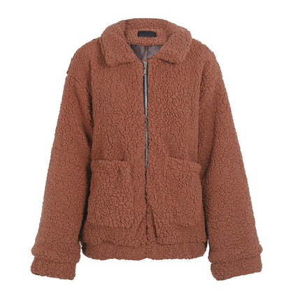 Faux lambswool oversized jacket coat Winter black warm hairly jacket Women autumn outerwear Limorista