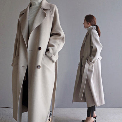 Korean Style Temperament Mid-length Over-the-knee Double-sided Cashmere Woolen Coat Limorista