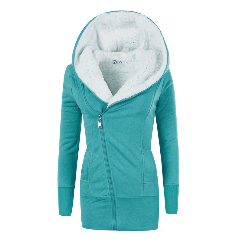 Lamb Wool Hooded Long Sleeve Women&