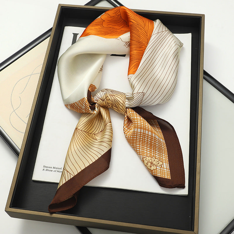 Artificial Silk Striped High-grade Korean Style Stylish Beach Arm Bag Silk Scarf Limorista