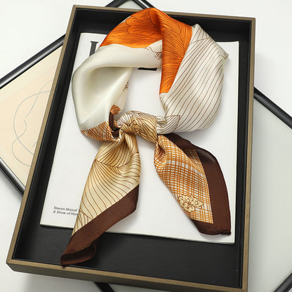 Artificial Silk Striped High-grade Korean Style Stylish Beach Arm Bag Silk Scarf Limorista