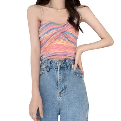 Striped Small Sling Outer Vest Women&