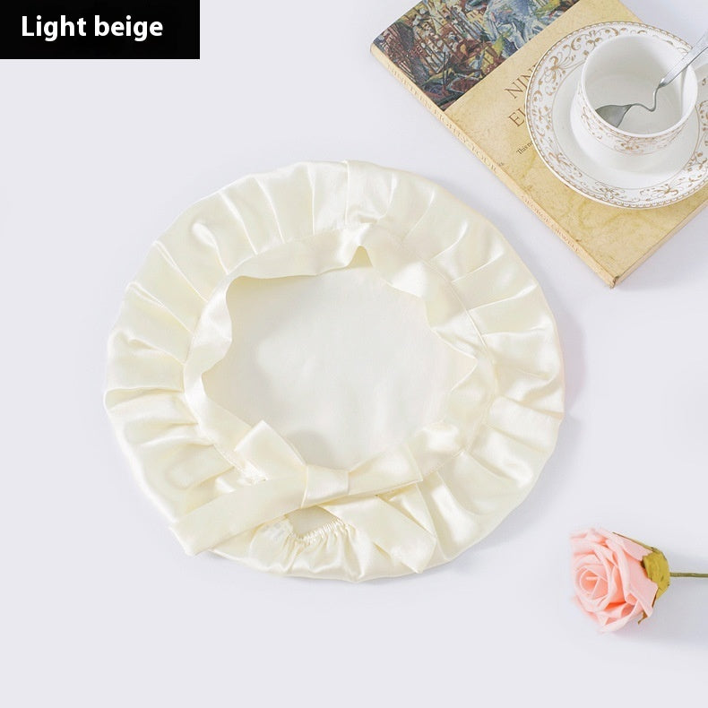 Encrypted Satin Silk Plain Satin Confinement Household Hair Care Lace-up Nightcap Limorista