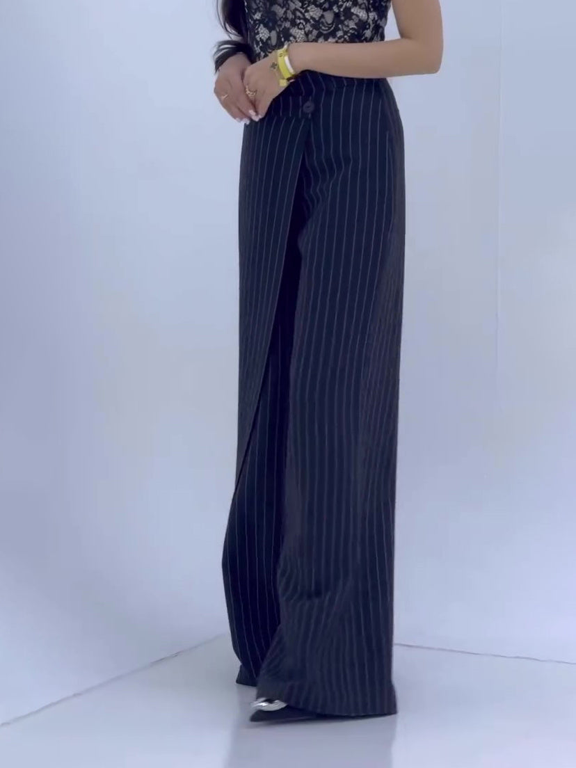 High-waisted Striped Wide-leg Pants Limorista