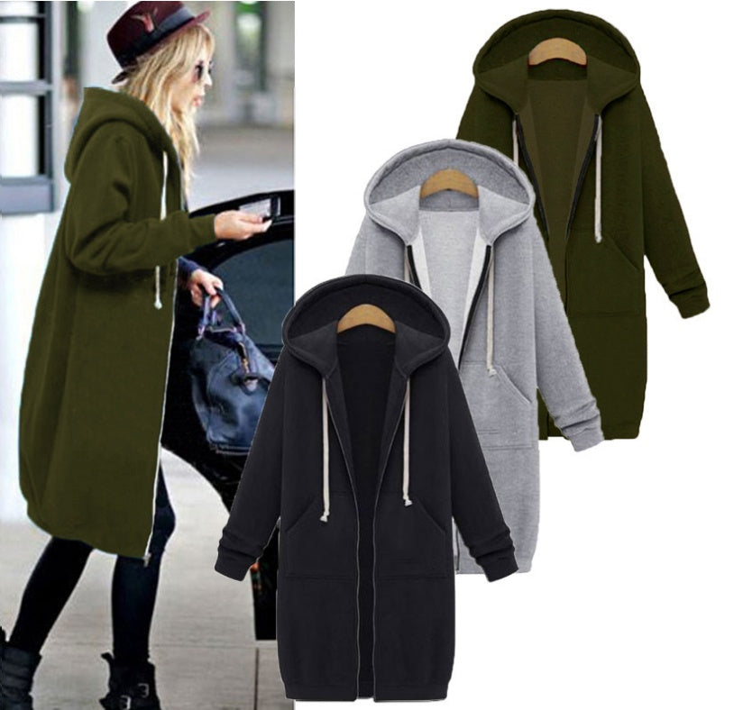 Hooded long-sleeved winter sweater women&