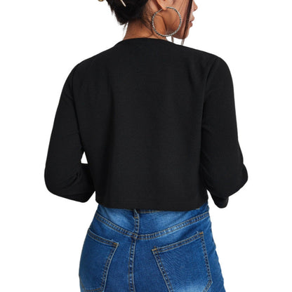 Solid Color Slit Bomber Jacket Limorista
