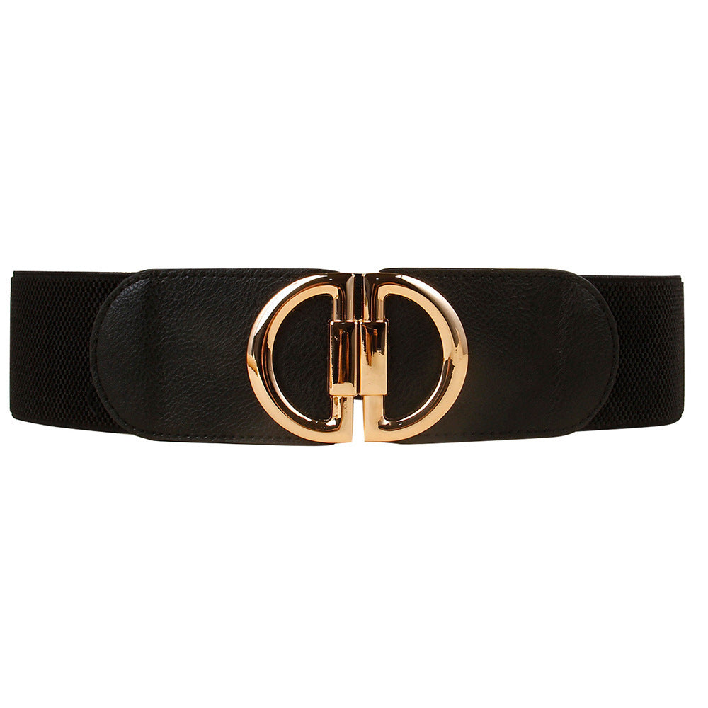 Elastic A Pair Of Buckles Wide Belt Women Limorista