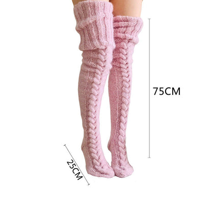 Winter Socks Over The Knee Lengthened Long Tube Knitted Pile Socks Limorista