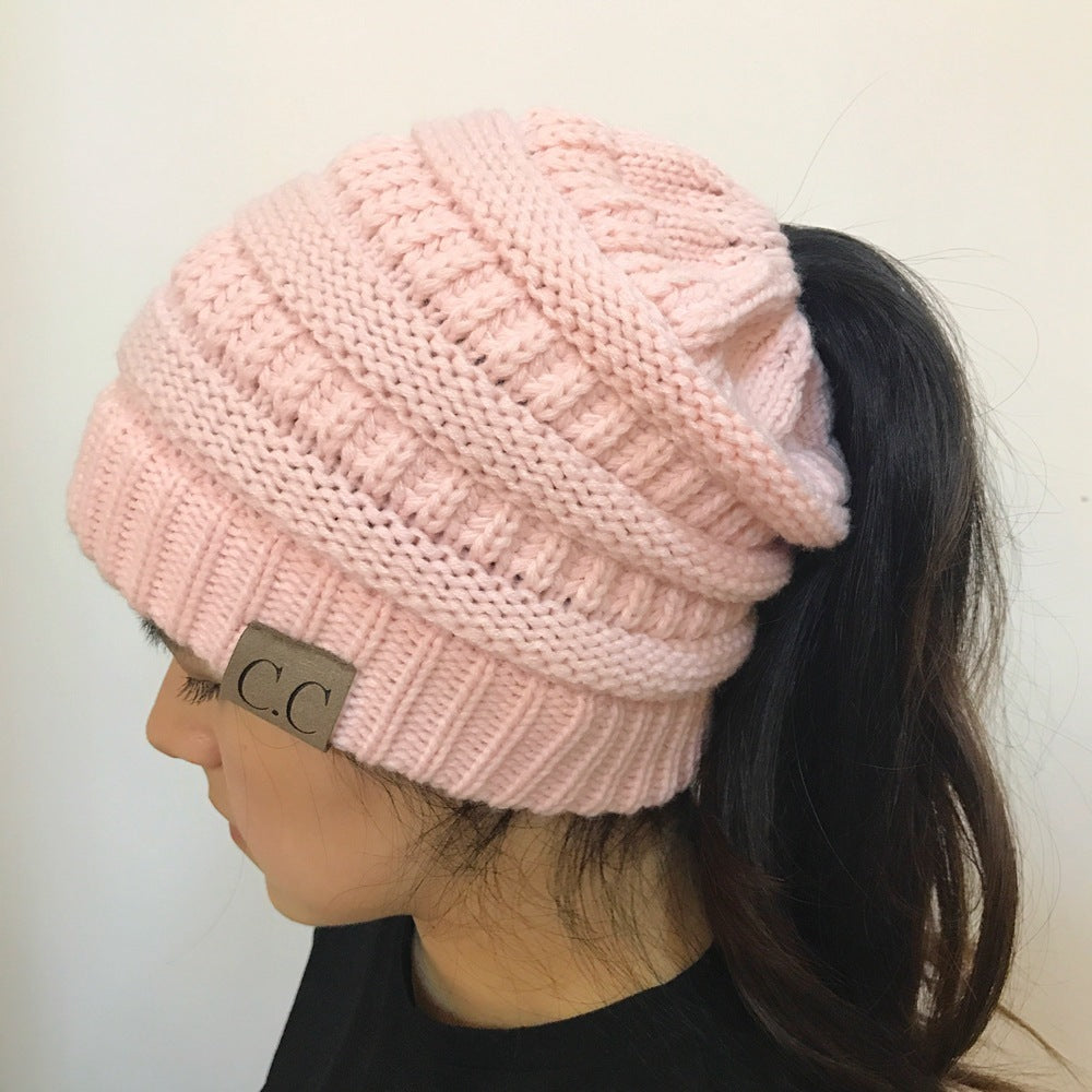 Knitted Ponytail Hat, Women&
