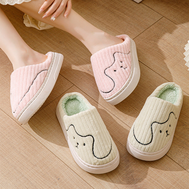 Striped Cat Slippers Indoor Couple Non-slip Floor Bedroom Slipper Winter Warm Plush House Shoes Women Men Limorista