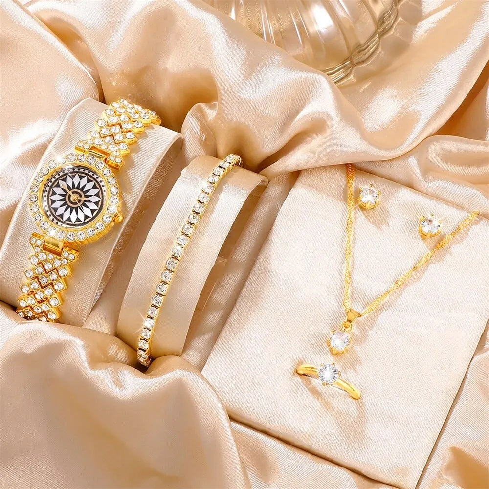 Fashion Watch Gift Suit Quartz Watch Necklace Bracelet Ring Stud Earrings Limorista