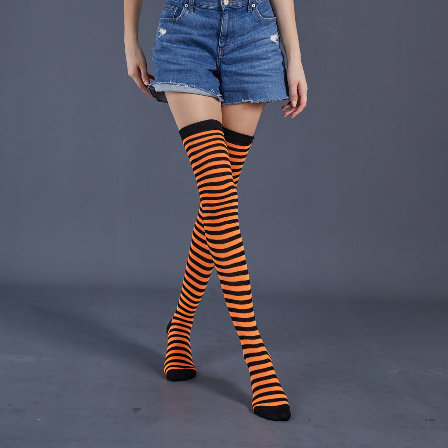 Thin Stripes Stockings Over The Knee Thickened High Tube Ladies Dance Party Performance Socks Limorista