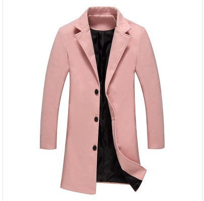 Autumn And Winter New Mens Solid Color Casual Business Woolen Coats Limorista