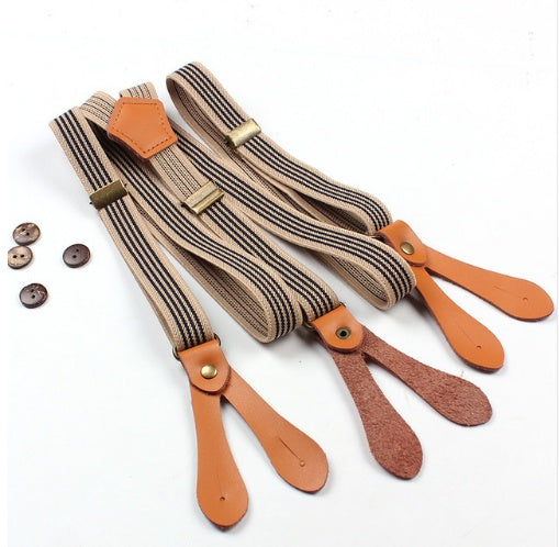 Bib stripe straps straps double shoulder straps men and women elastic elastic suspenders Limorista