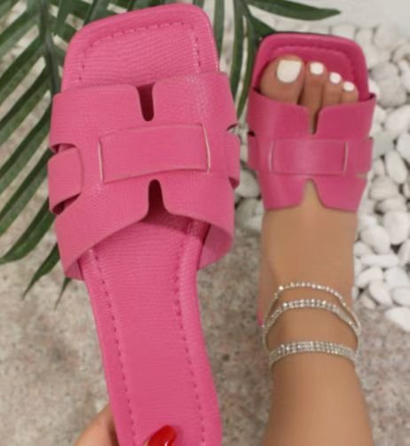 Square Toe Flat Sandals Summer Hollow Out Slides Slippers Women Footwear Limorista