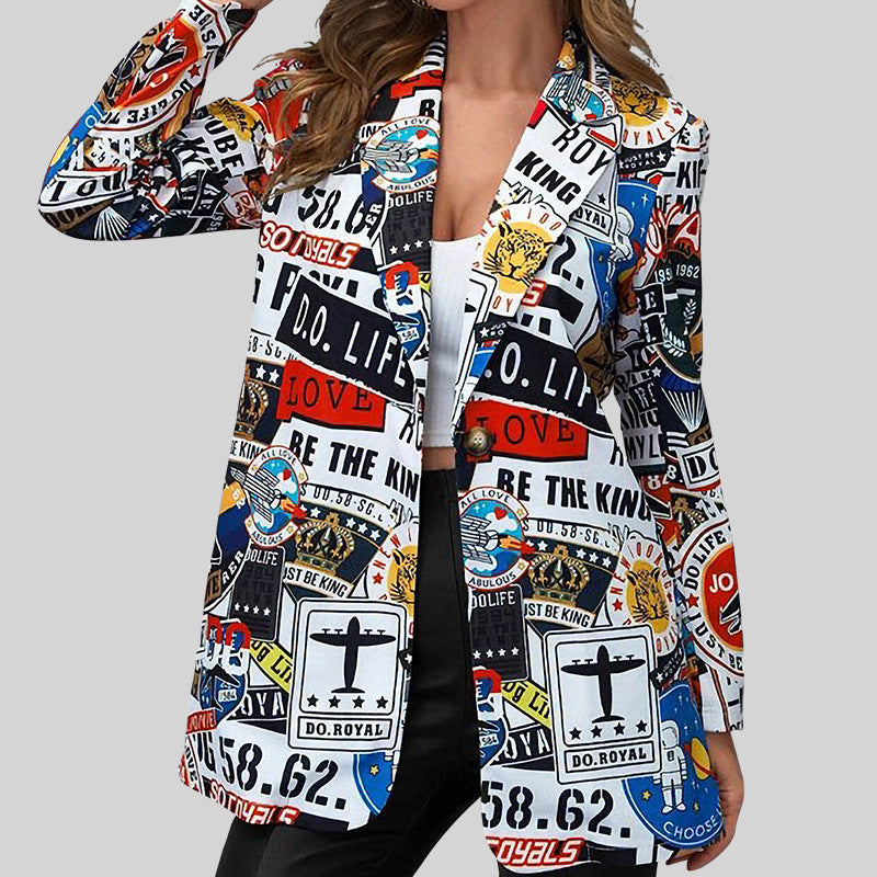 Printed Casual Printed Small Suit Jacket Women&