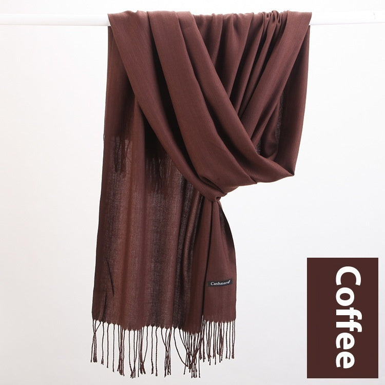 Pure Color Warm Keeping Scarf All-match Cashmere Shawl Limorista