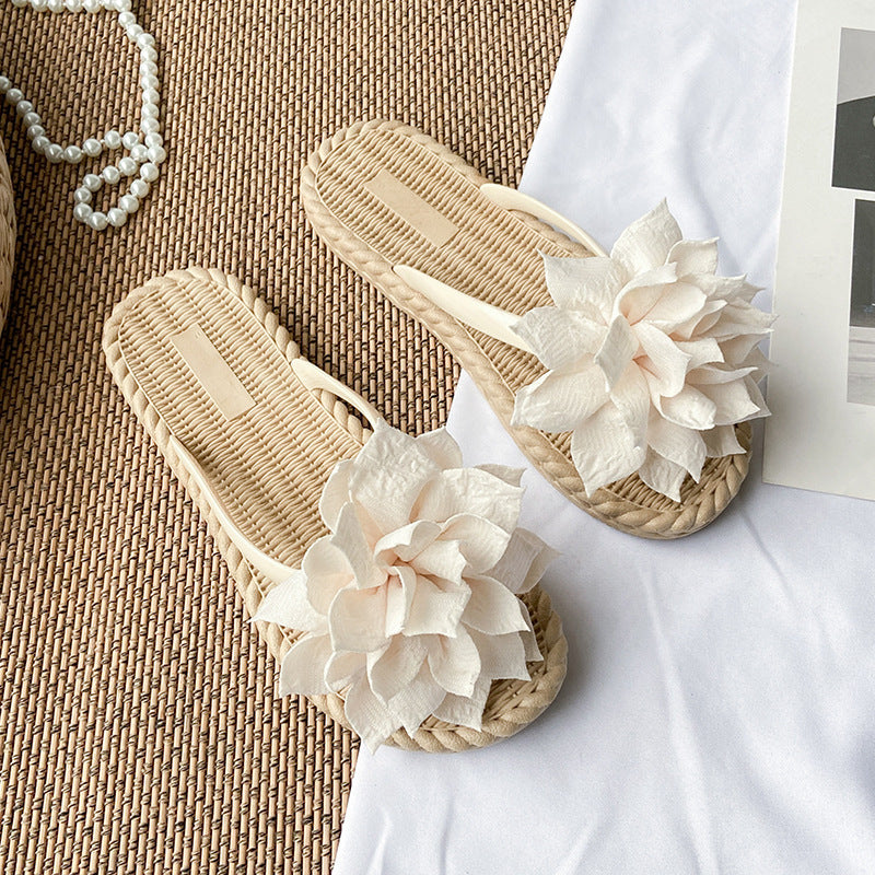 Gentle Woman Flowers All-matching Flat Shoes Non-slip Beach Sandals Limorista