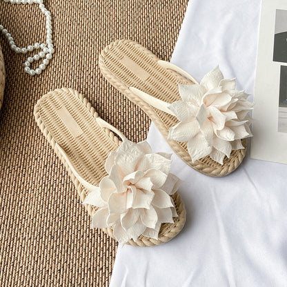 Gentle Woman Flowers All-matching Flat Shoes Non-slip Beach Sandals Limorista