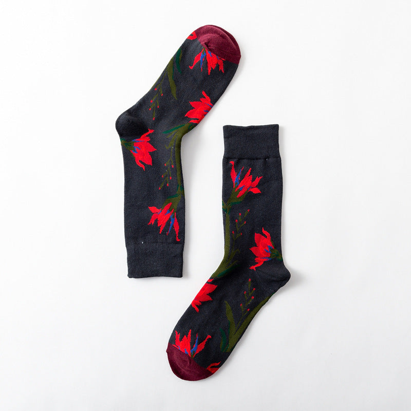 New Big Flower Plant Series Socks Cotton Couple Socks Limorista