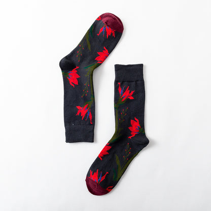 New Big Flower Plant Series Socks Cotton Couple Socks Limorista