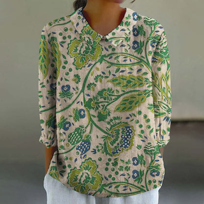 Creative Retro Chinese Style Floral Print Shirt Limorista