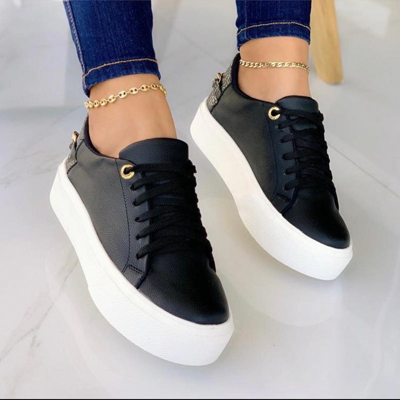 Round Head Cross Strap Thick Bottom Casual Low-top Sneakers Chain Pumps Limorista