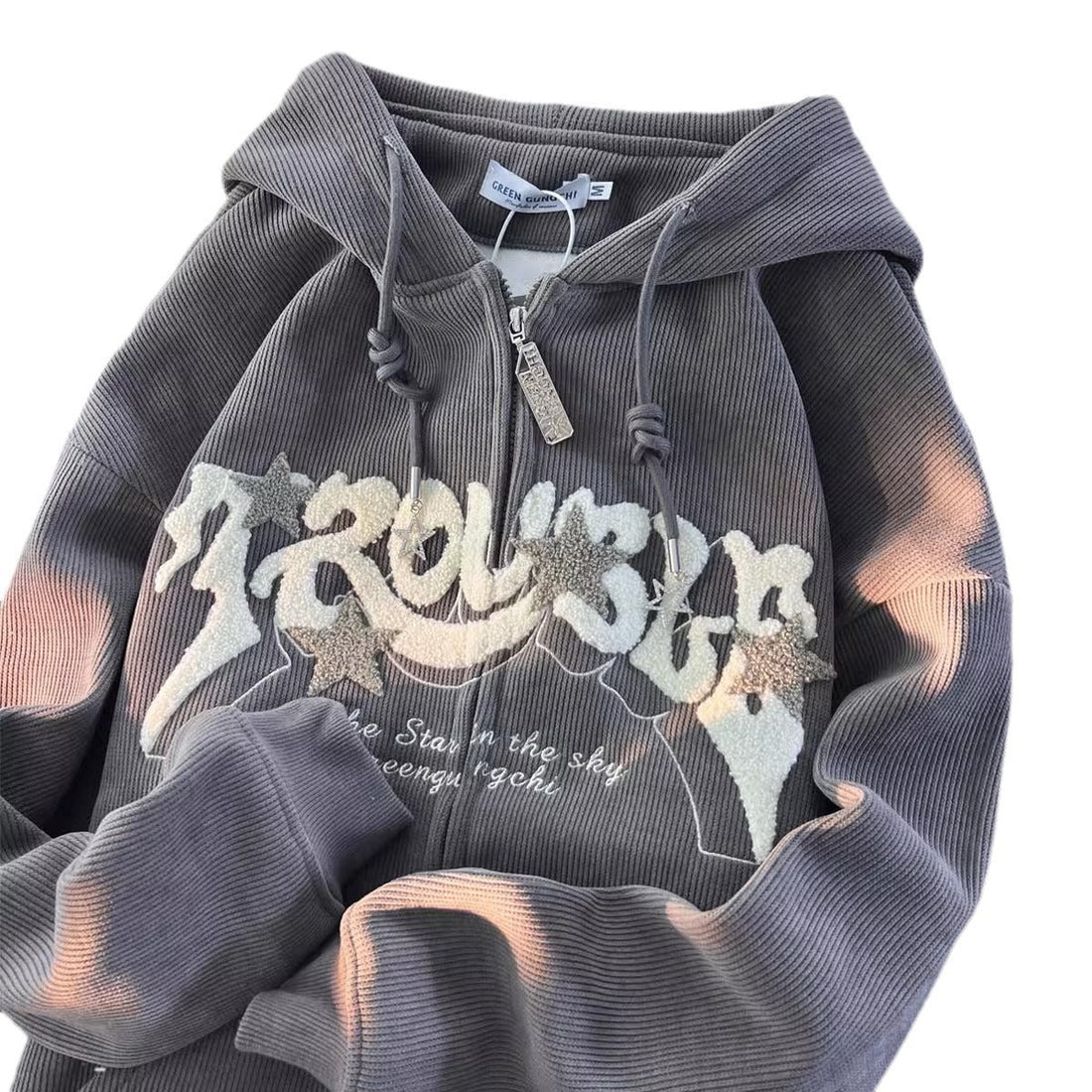 XINGX Corduroy Cardigan Coat Spring And Autumn Loose Hooded Sweater Limorista