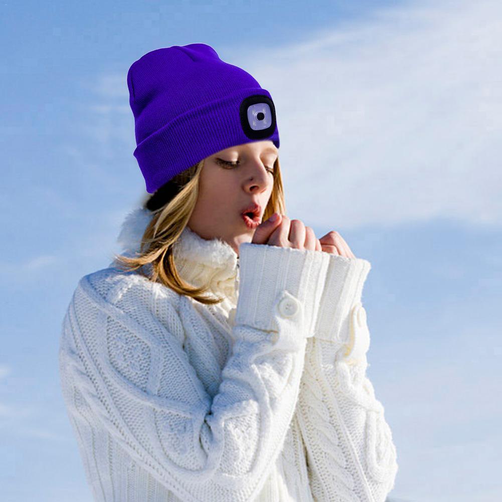 LED Knit Hat Button Cell Type Knitted Hat With Light Glowing Limorista