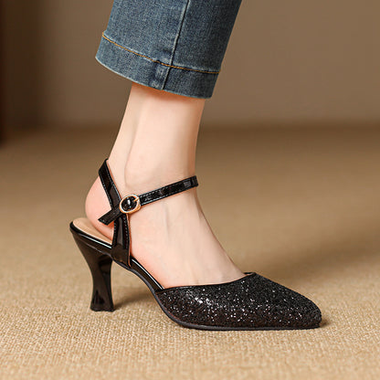 Closed Toe Back Empty Ankle-strap Buckle Sandals Women&