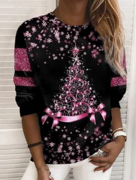 Snowflake Print Pullover Plus Size Women&