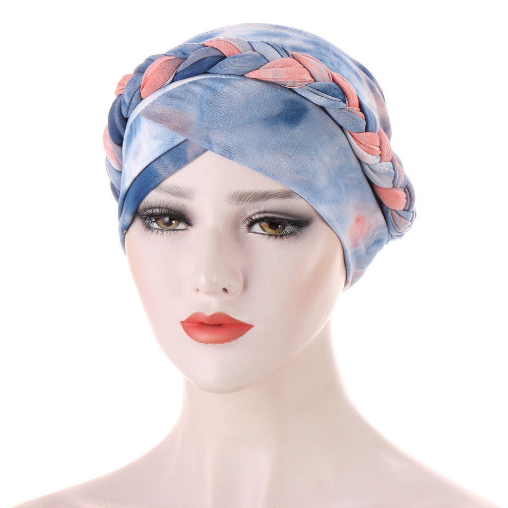 Tie-Dye Brushed Milk Silk Braided Hat Limorista