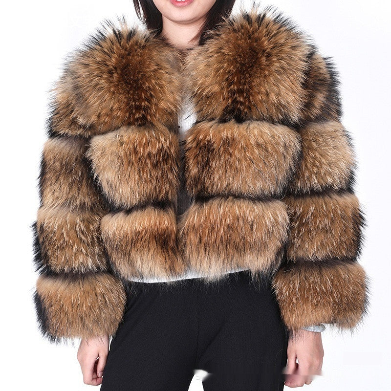 Warm Short Raccoon Fur Women&