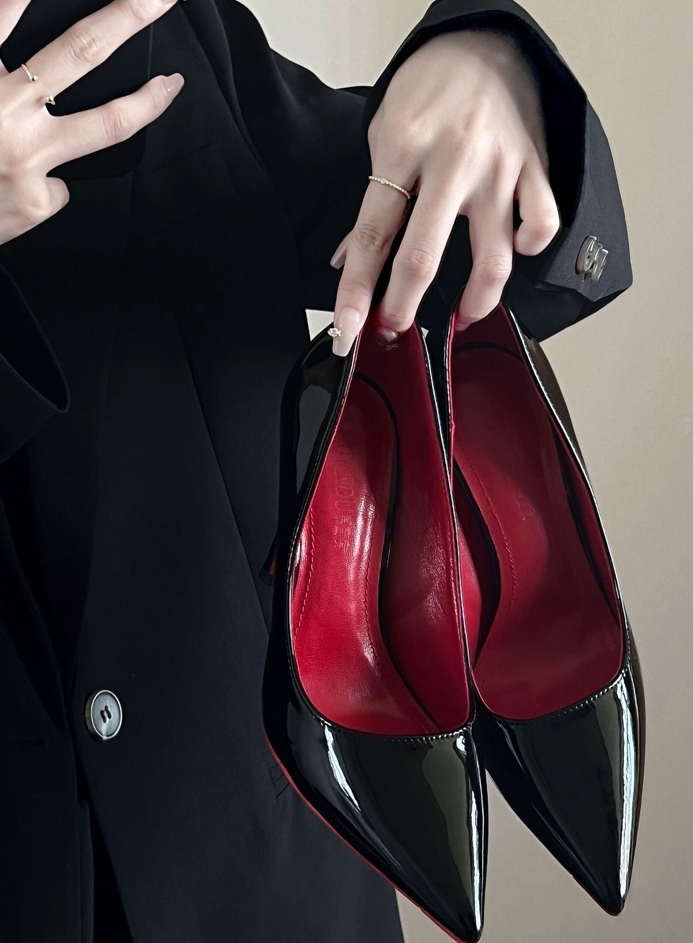Black With Red Background High Heels Women&