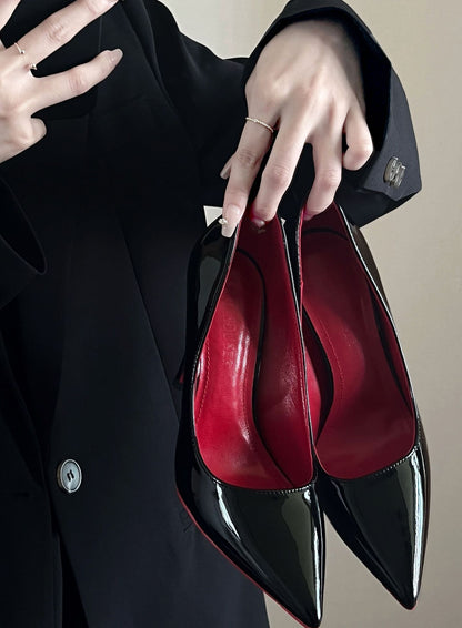 Black With Red Background High Heels Women&