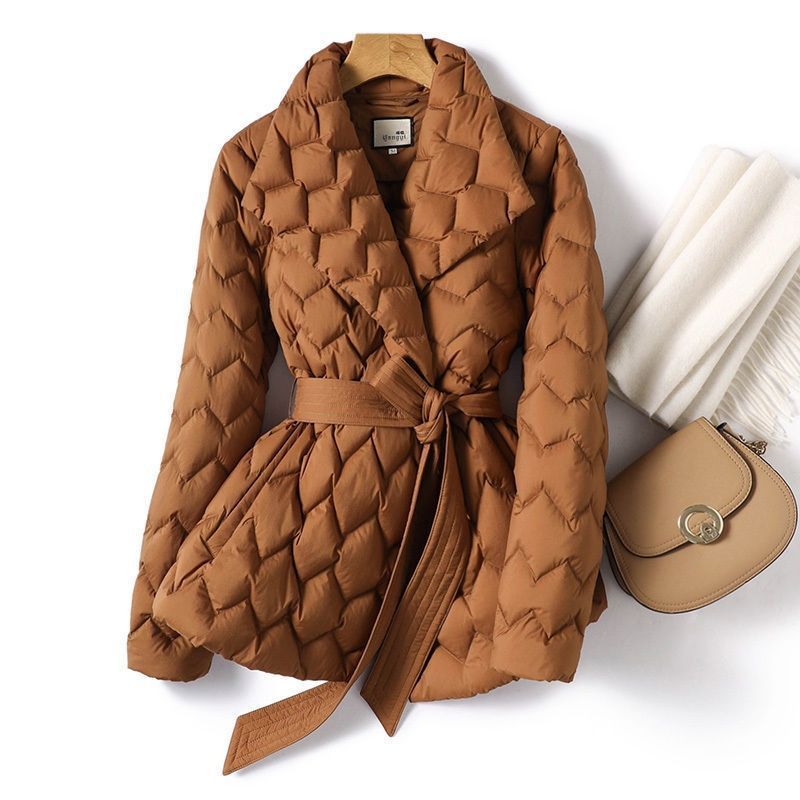 Chocolate Silk Line Lightweight Short Down Jacket Women&