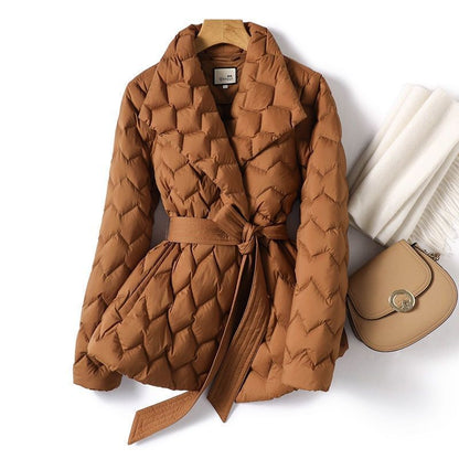 Chocolate Silk Line Lightweight Short Down Jacket Women&