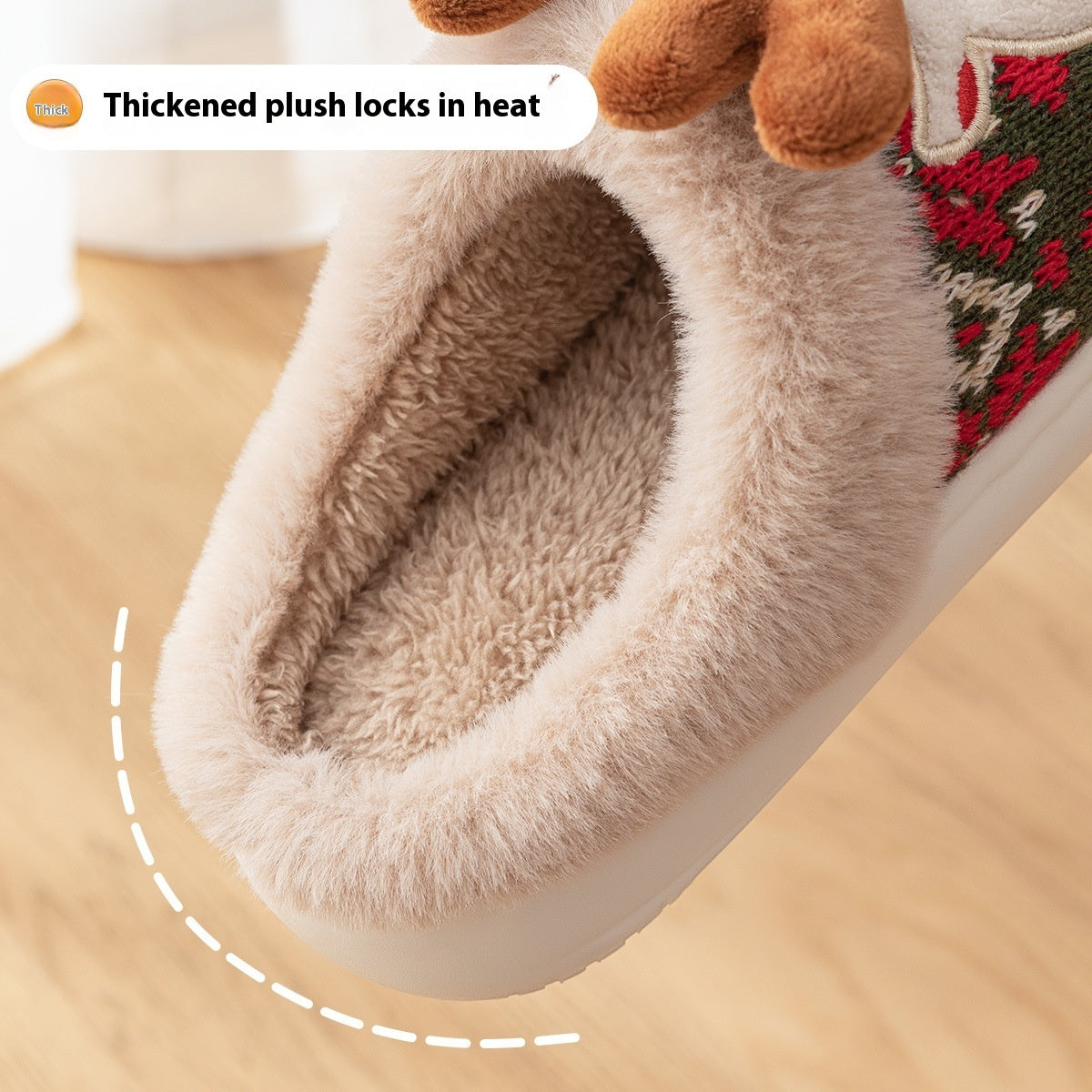 Cute Christmas Elk Plush Slippers Winter Ins Fashion Non-slip Floor Bedroom Home Slippers For Women Fuzzy House Shoes Limorista