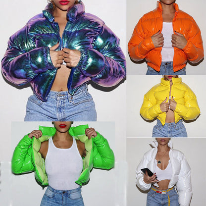 Bright metal short women&