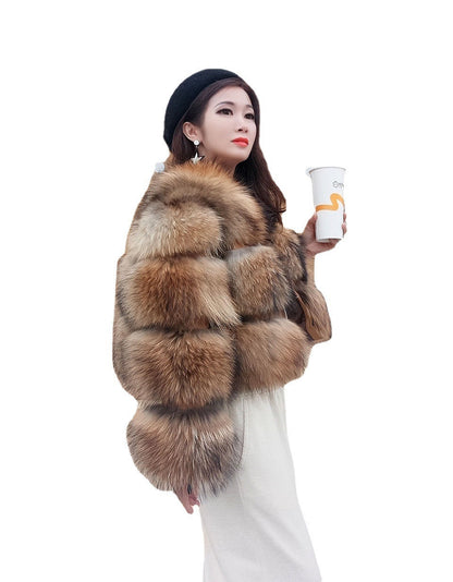 New Fur Coat Thickened Fox Fur Stitching Coat Limorista