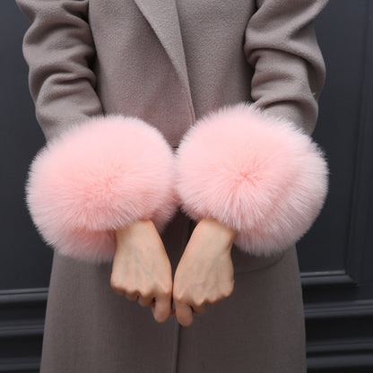 Faux Fur Fox Cuffs Plush Down Jacket  Big Artificial Hand Cuffs Limorista