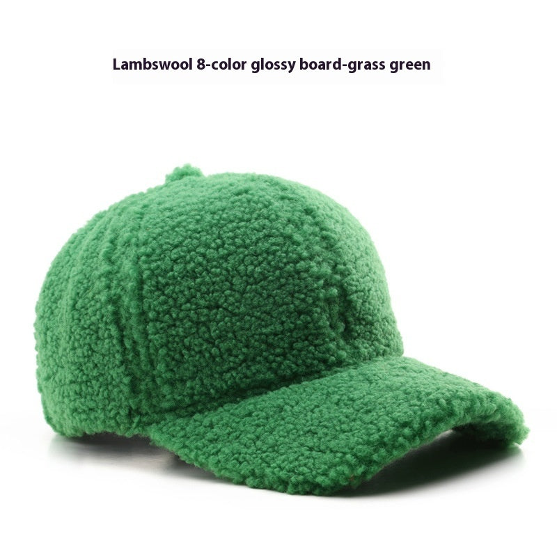Baseball Cap Fashion Retro Solid Color Lamb Wool Curved Brim Limorista