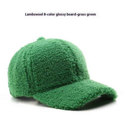 Baseball Cap Fashion Retro Solid Color Lamb Wool Curved Brim Limorista