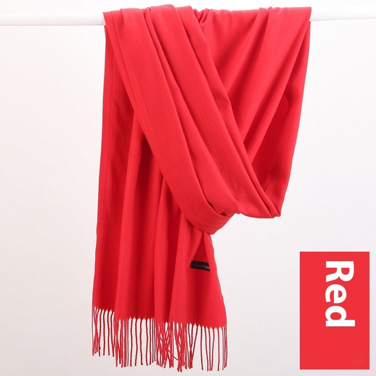 Pure Color Warm Keeping Scarf All-match Cashmere Shawl Limorista