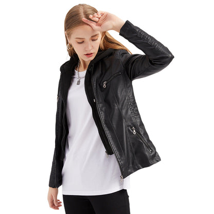 Detachable Two-piece Hooded Leather Jacket Limorista