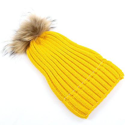 Fur Ball Knitted Hat Warm And Thick Woolen Cap Limorista