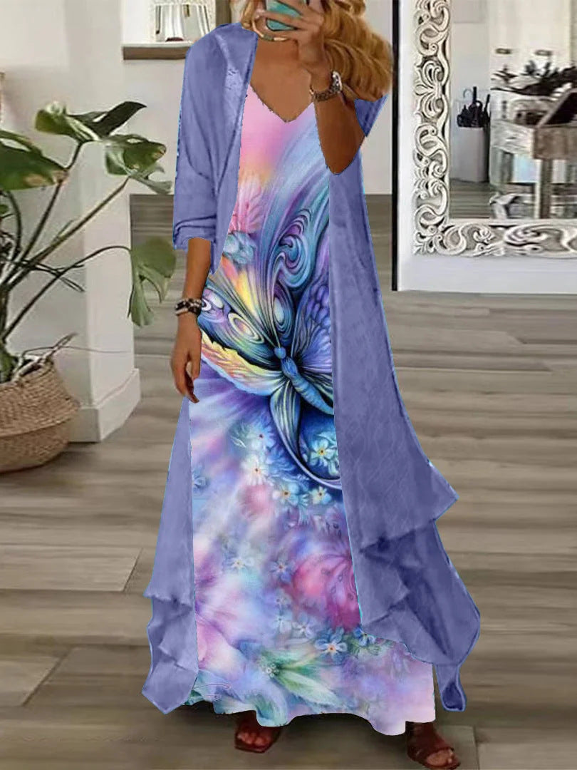 European And American Vacation Spaghetti Straps Long Skirt Indian Style Large Swing Skirt Two-piece Set Limorista