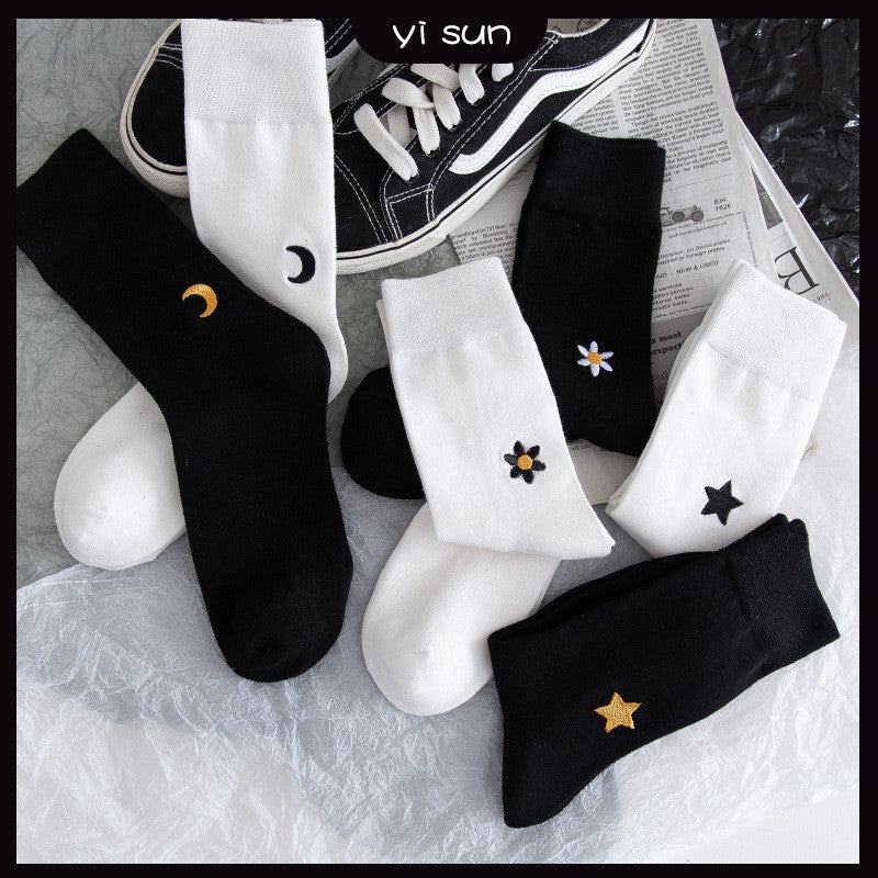 Stars And Moon Pure Color High-top Stockings Jk Socks Tide Socks Limorista