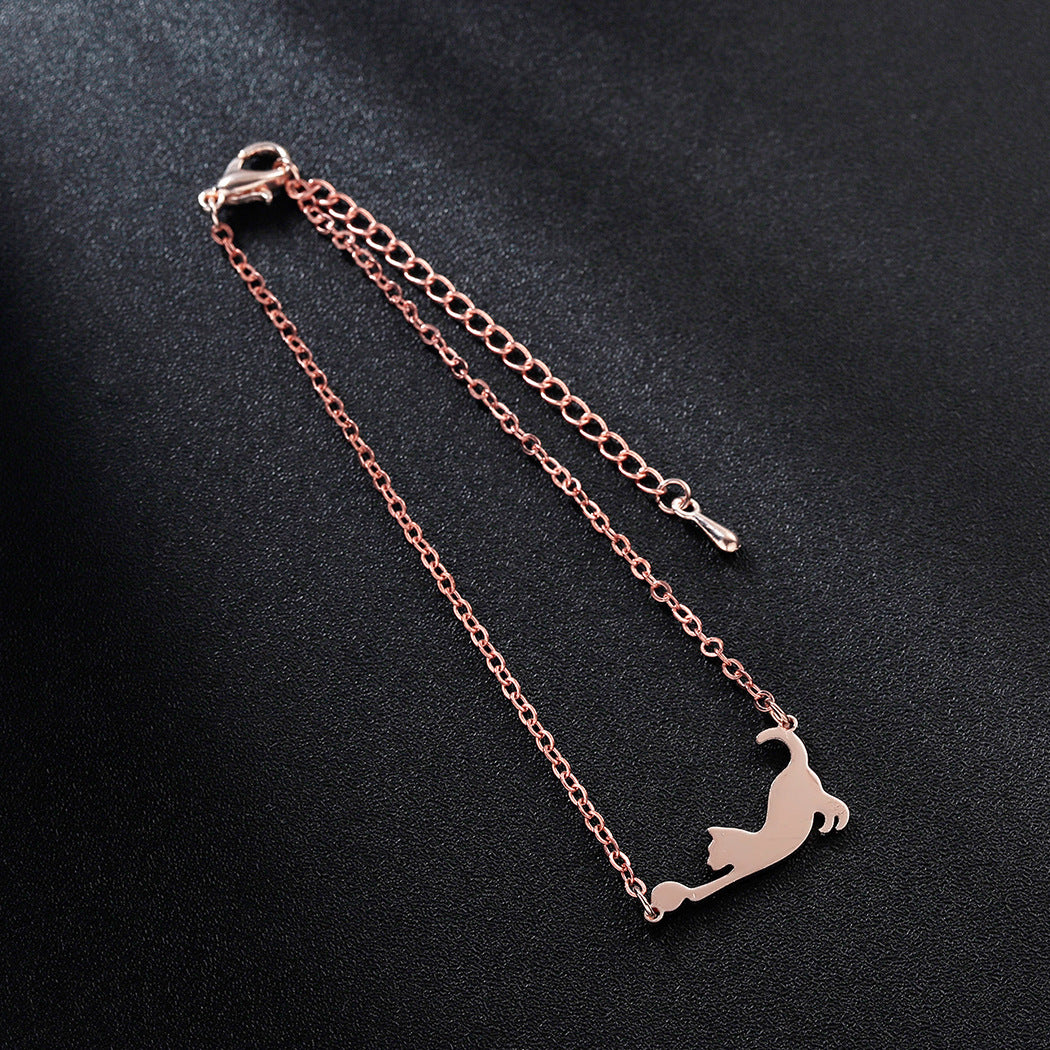 Stainless Steel Cat Play Pendant Personalized Women&